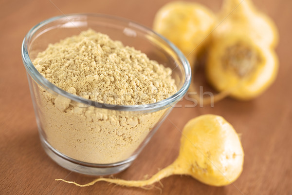 Stock photo: Maca Root and Maca Powder (Flour)