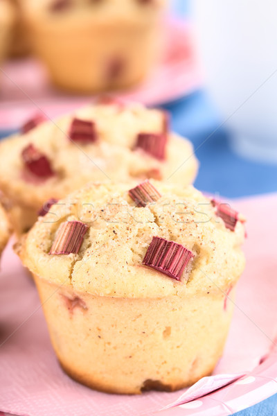 Rabarbaro yogurt muffins fresche fatto in casa cannella Foto d'archivio © ildi