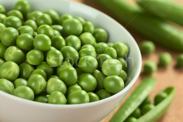 Fresh Raw Green Pea in White Bowl Stock photo © ildi