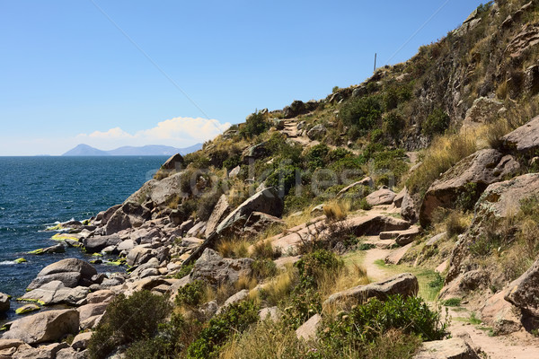Rocky Coastline of Lake Titicaca Close to Copacabana in Bolivia Stock photo © ildi