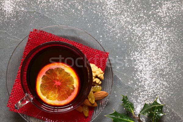 Mulled Red Wine with Orange Slice Stock photo © ildi