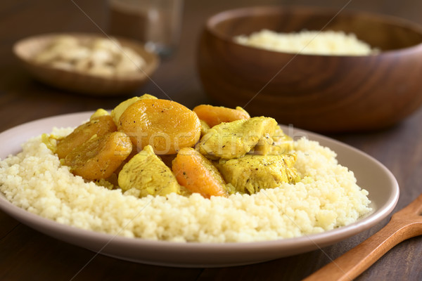 Chicken and Dried Apricot Stew on Couscous Stock photo © ildi
