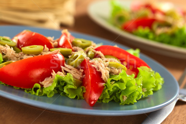 Thon tomate olive salade fraîches vert Photo stock © ildi
