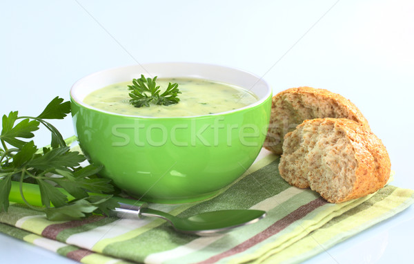Aardappelsoep kruiden room aardappel groene uien Stockfoto © ildi