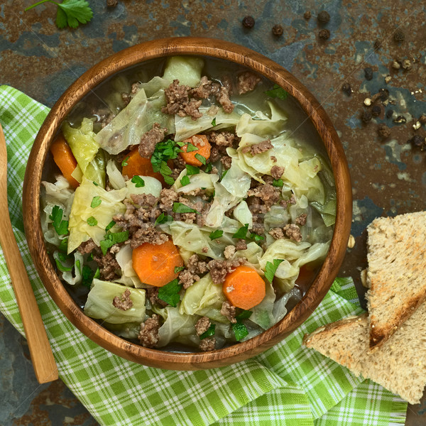 Savoy Cabbage, Carrot, Potato, Mincemeat Stew or Soup Stock photo © ildi
