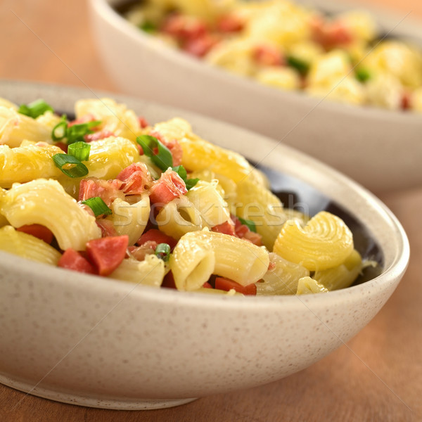 Elbow Pasta with Sausage, Cheese and Green Onion Stock photo © ildi