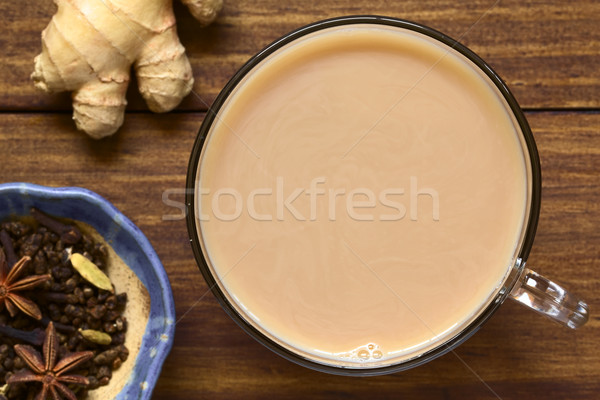 Indian thee eigengemaakt zwarte variëteit specerijen Stockfoto © ildi
