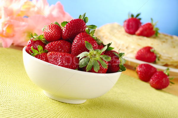 Fresh Strawberries in White Ceramic Bowl Stock photo © ildi
