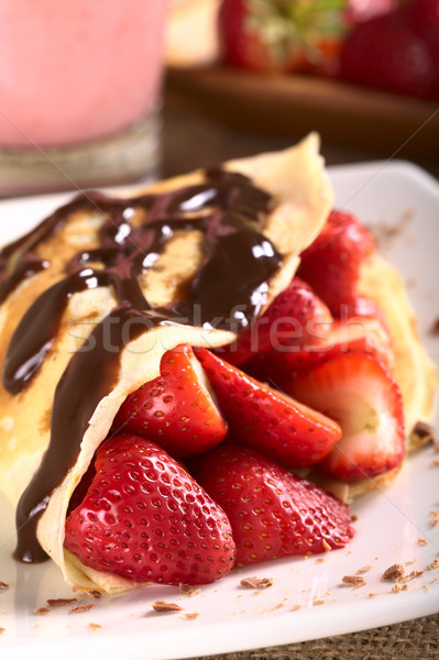 Stock photo: Crepe with Fresh Strawberries