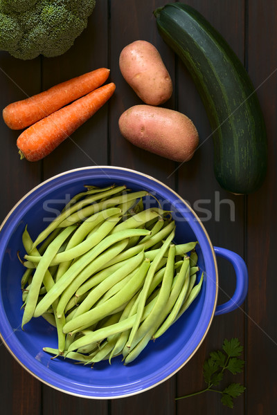 Grünen Bohnen andere Gemüse erschossen blau Stock foto © ildi