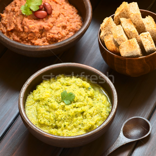 Zucchini-Parsley and Red Kidney Bean Spreads Stock photo © ildi