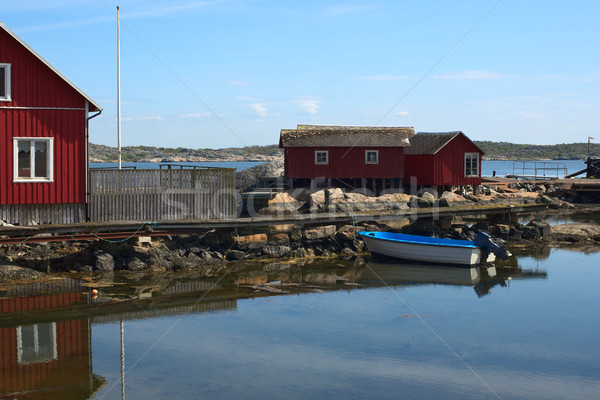 Isola Svezia piccolo motoscafo case settentrionale Foto d'archivio © ildi
