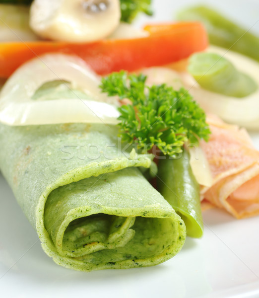Rolled Thin Green Pancake Stock photo © ildi