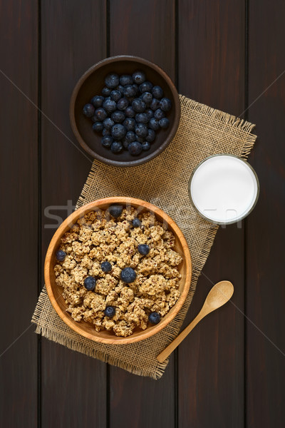 сухих завтраков черника молоко сушат ягодные Сток-фото © ildi