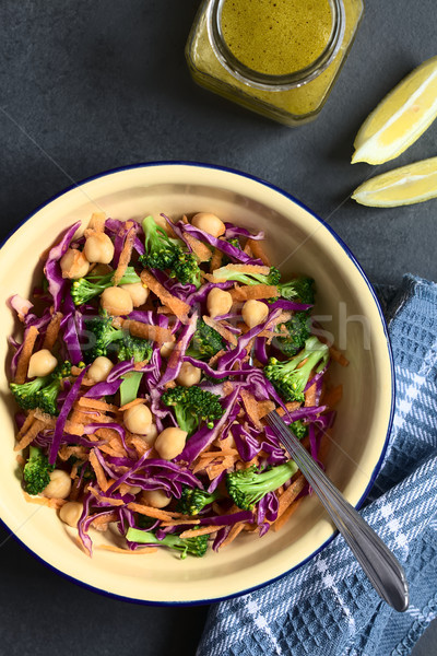 Stock photo: Red Cabbage, Chickpea, Carrot and Broccoli Salad