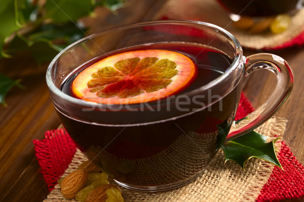 Mulled Red Wine with Orange Slice Stock photo © ildi
