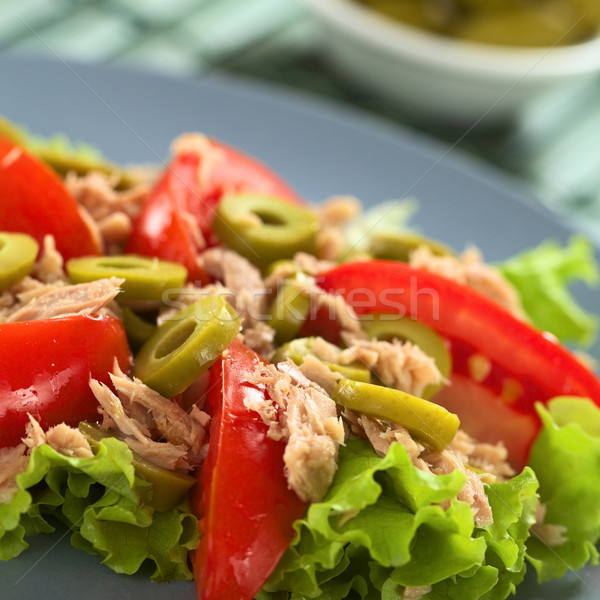 Foto stock: Atum · tomates · oliva · salada · fresco · verde