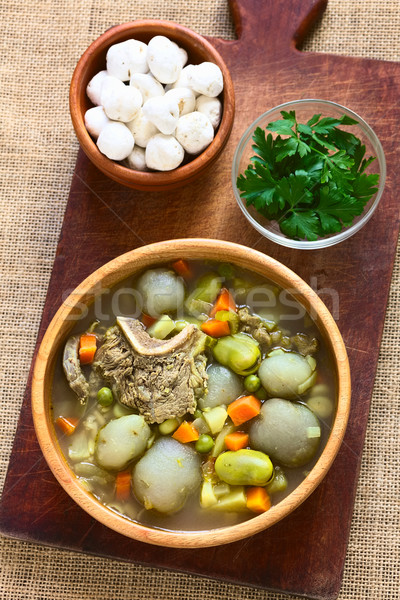 Bolivian Soup Called Chairo de Tunta Stock photo © ildi