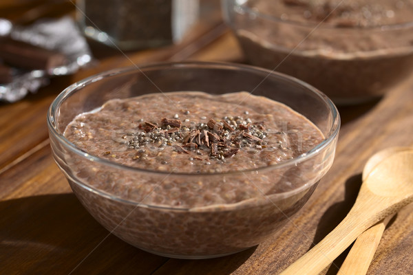 Ciocolată budinca sămânţă sticlă castron seminţe Imagine de stoc © ildi