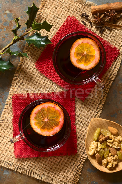 Mulled Red Wine with Orange Slice Stock photo © ildi