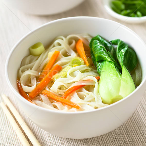 Asian Rice Noodle Soup with Vegetables Stock photo © ildi