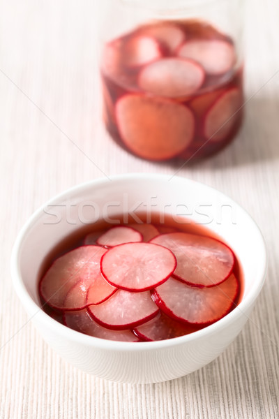 Stockfoto: Radijs · vers · gesneden · dun · rode · wijn