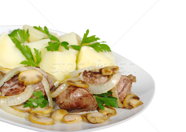 Fillet with Mushroomgravy and Onions Stock photo © ildi