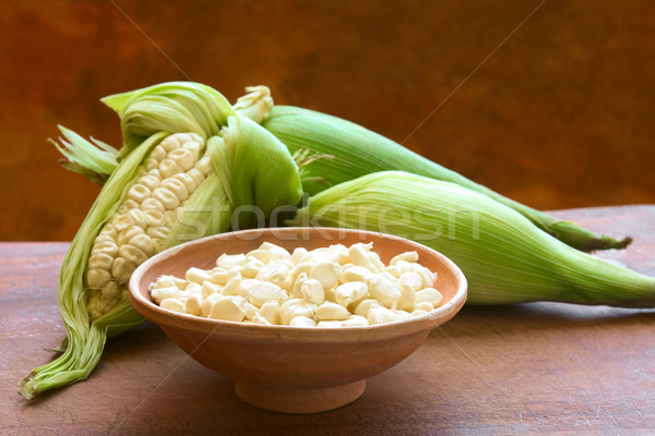 White Corn Called Choclo (Peruvian or Cuzco Corn) Stock photo © ildi