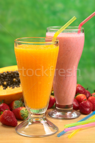 Papaya Juice and Strawberry Milkshake Stock photo © ildi