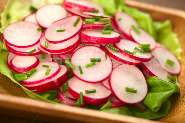 Ridiche salată arpagic proaspăt servit salată verde Imagine de stoc © ildi