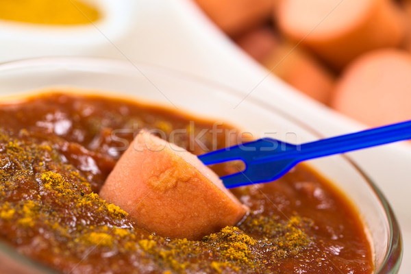 Fried Sausage with Curry Ketchup Sauce  Stock photo © ildi