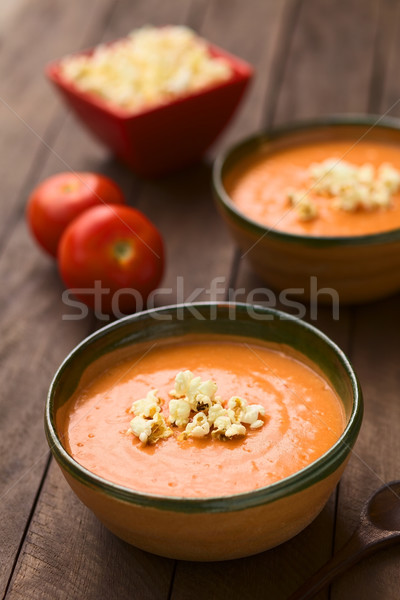 Ecuadorian Tomato and Potato Cream Soup with Popcorn Stock photo © ildi