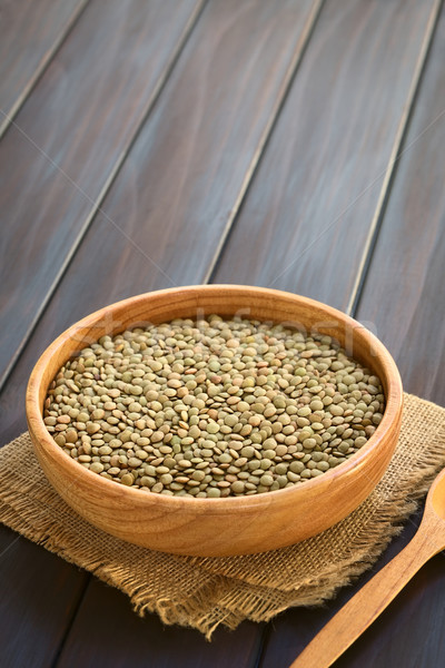 Raw Lentils in Wooden Bowl Stock photo © ildi