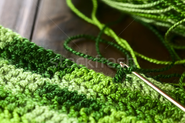 Häkeln Stelle heraus grünen Garn Stock foto © ildi