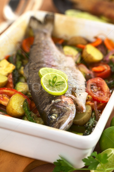 鱒魚 蔬菜 選擇性的重點 集中 商業照片 © ildi