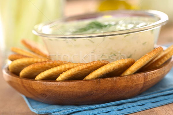 Crackers with Tzatziki Stock photo © ildi