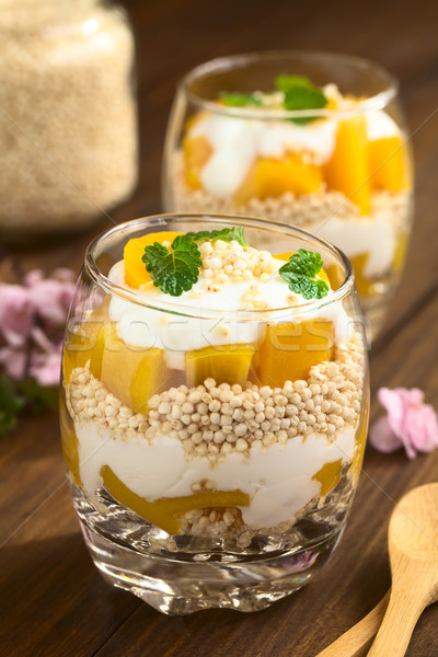 Popped Quinoa Yogurt Peach Parfait Stock photo © ildi