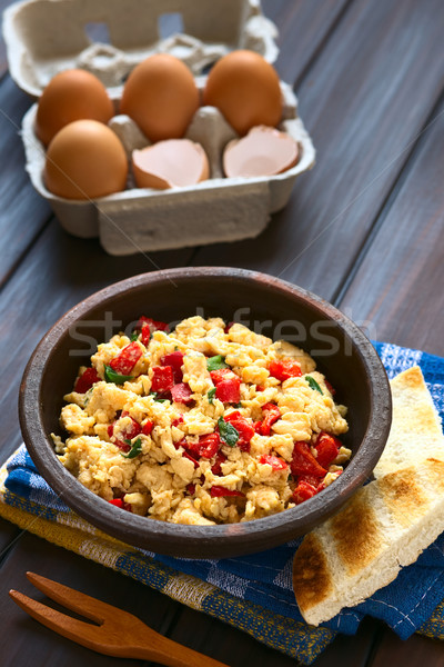 Stockfoto: Roereieren · Rood · peper · rustiek