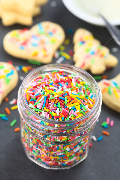 Colorido azúcar vidrio jar decorado cookies Foto stock © ildi