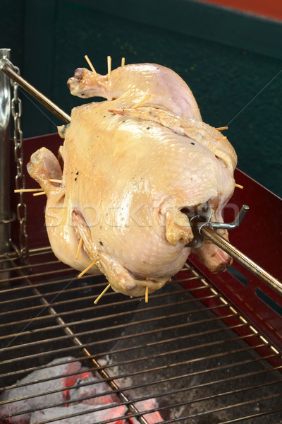 Whole Chicken on Barbecue Stock photo © ildi