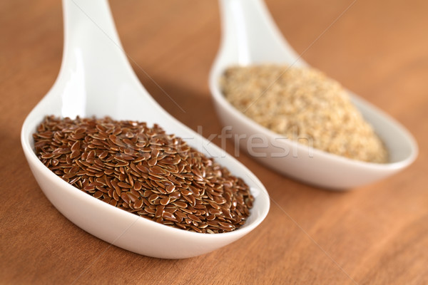 Brown Flax Seeds and Sesame Stock photo © ildi