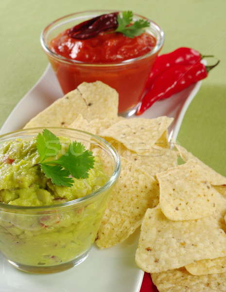 Foto stock: Tacos · salsa · verde · atención · selectiva · enfoque · alimentos