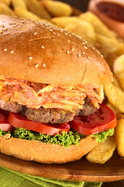 Hamburger with French Fries Stock photo © ildi