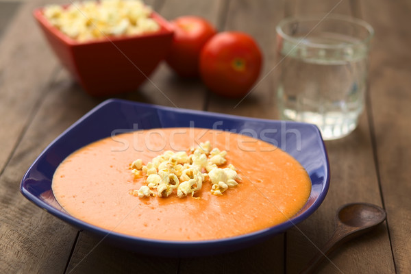 Ecuadorian Tomato and Potato Cream Soup with Popcorn Stock photo © ildi