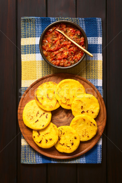 Colombian Arepa with Hogao Sauce Stock photo © ildi