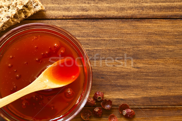 Stieg hip Marmelade hausgemachte Glas Schüssel Stock foto © ildi