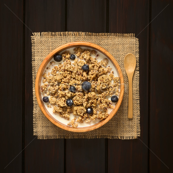 Breakfast Cereal with Blueberries and Milk Stock photo © ildi