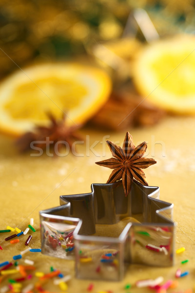 Foto d'archivio: Star · anice · albero · di · natale · cookie · messa · a · fuoco · selettiva