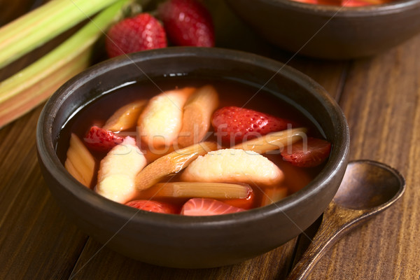 Aardbei rabarber soep warm koud vruchten Stockfoto © ildi