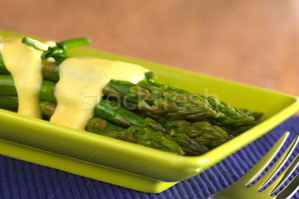 Green Asparagus with Hollandaise Sauce Stock photo © ildi